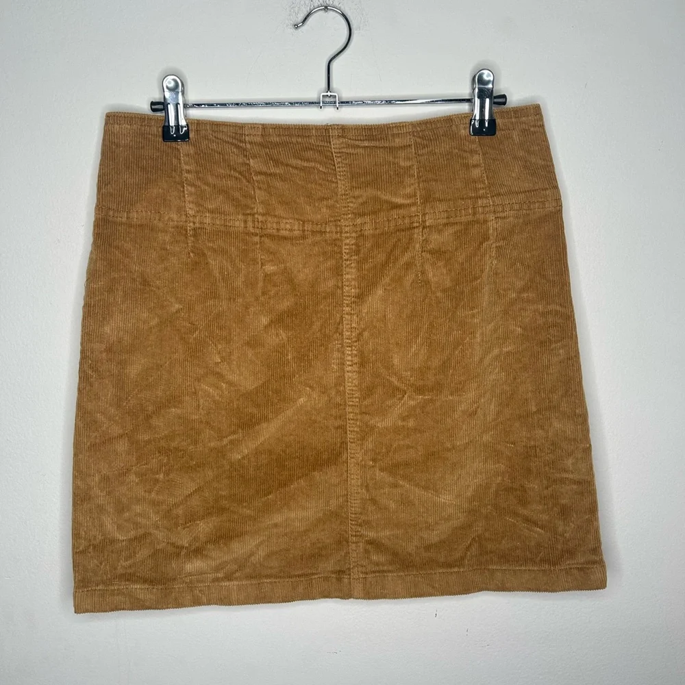 Corduroy Mini Skirt Front Zip Brown Stretch Wild Fable Size 6 M